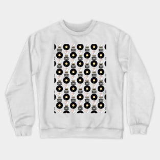 VHS Cassette Tape Vinyl Record Pattern Crewneck Sweatshirt